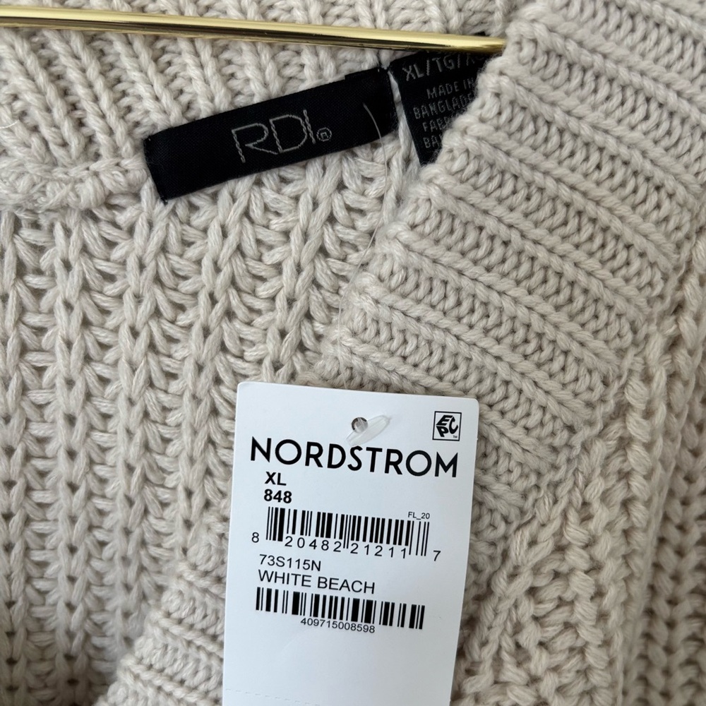 NWT RDI Women’s White Beach Chunky Knit Button Front Cardigan Size: XL - Picture 3 of 5
